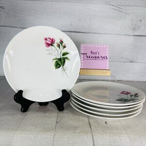 Winterling Bavaria Germany PINK ROSE Green Leave Gray Foliage Salad Plates Set 6